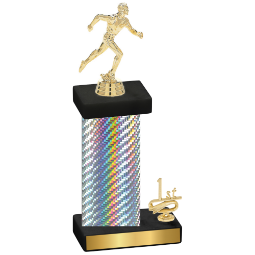 Accented Single Silver Carbon Fiber First Place Running Trophy