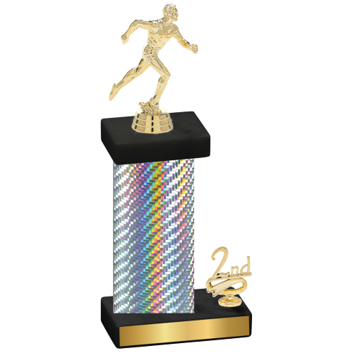 Accented Single Silver Carbon Fiber Second Place Running Trophy