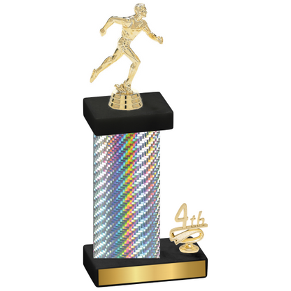 Accented Single Silver Carbon Fiber Fourth Place Running Trophy