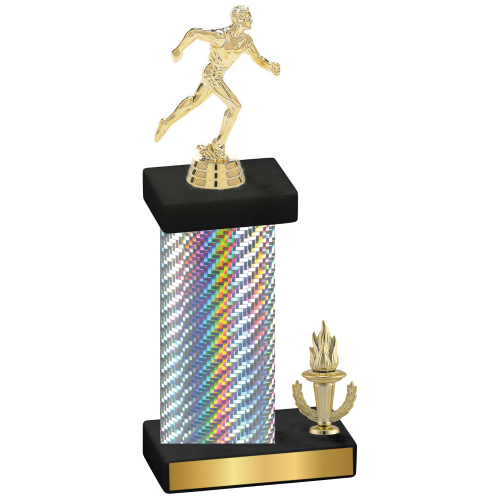 Accented Single Silver Carbon Fiber Victory Running Trophy