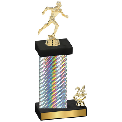 Accented Single Silver Carbon Fiber Year Running Trophy