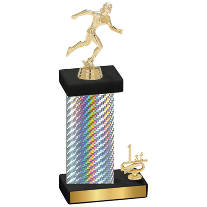 Accented Single Silver Carbon Fiber First Place Running Trophy