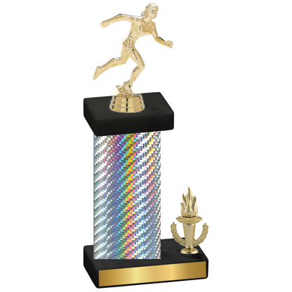 Accented Single Silver Carbon Fiber Victory Running Trophy