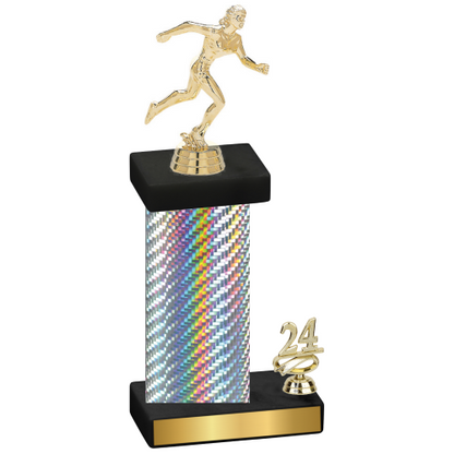Accented Single Silver Carbon Fiber Year Running Trophy