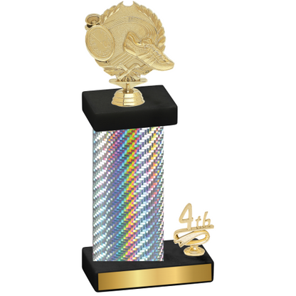 Accented Single Silver Carbon Fiber Fourth Place Running Trophy