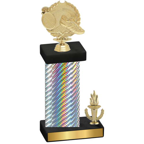 Accented Single Silver Carbon Fiber Victory Running Trophy