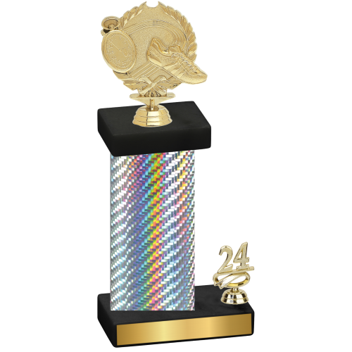 Accented Single Silver Carbon Fiber Year Running Trophy