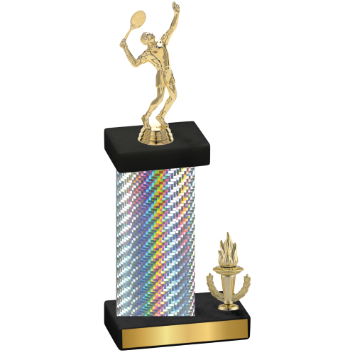 Accented Single Silver Carbon Fiber Victory Tennis Trophy