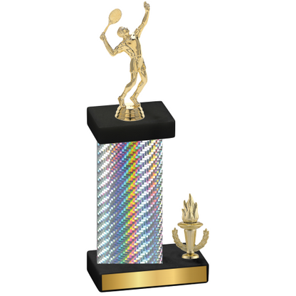 Accented Single Silver Carbon Fiber Victory Tennis Trophy