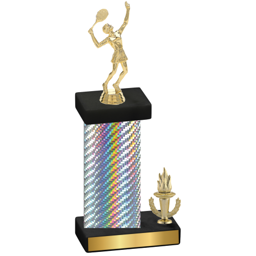 Accented Single Silver Carbon Fiber Victory Tennis Trophy