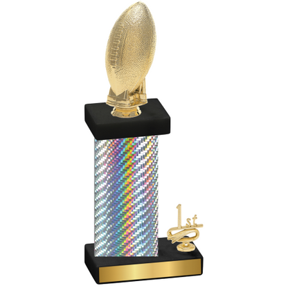 Accented Single Silver Carbon Fiber First Place Football Trophy