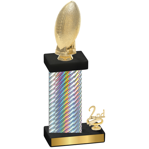 Accented Single Silver Carbon Fiber Second Place Football Trophy