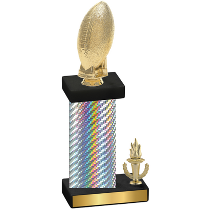 Accented Single Silver Carbon Fiber Victory Football Trophy