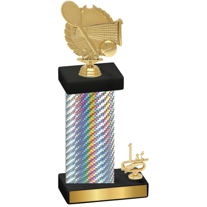 Accented Single Silver Carbon Fiber First Place Tennis Trophy