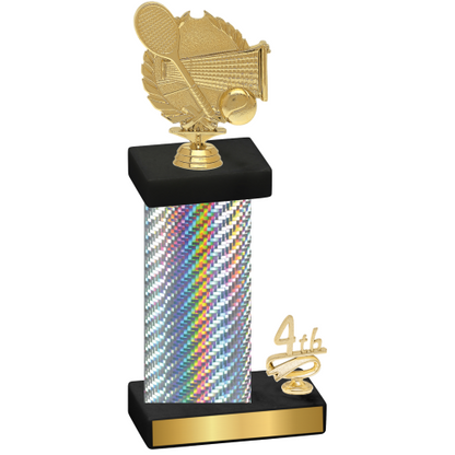 Accented Single Silver Carbon Fiber Fourth Place Tennis Trophy