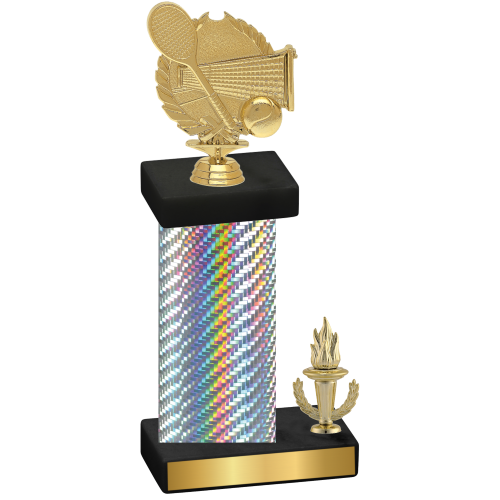 Accented Single Silver Carbon Fiber Victory Tennis Trophy