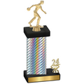 Accented Single Silver Carbon Fiber Year Bowling Trophy