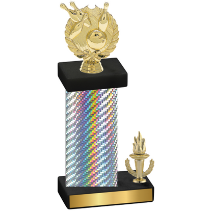 Accented Single Silver Carbon Fiber Victory Bowling Trophy