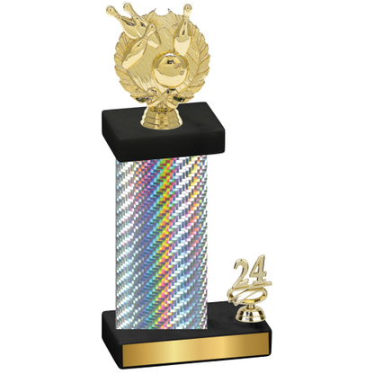 Accented Single Silver Carbon Fiber Year Bowling Trophy