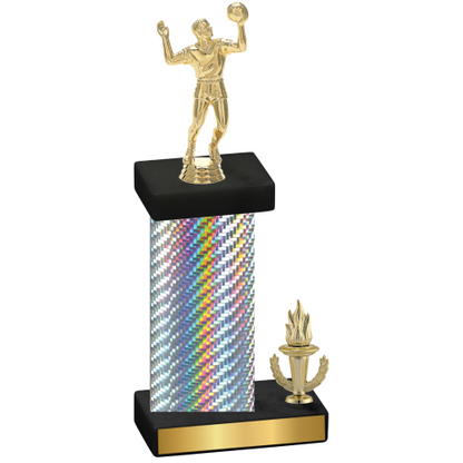 Accented Single Silver Carbon Fiber Victory Volleyball Trophy