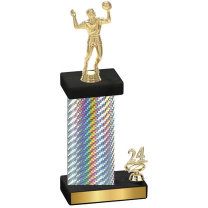 Accented Single Silver Carbon Fiber Year Volleyball Trophy