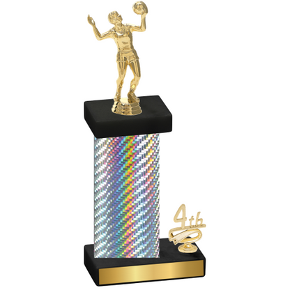 Accented Single Silver Carbon Fiber Fourth Place Volleyball Trophy