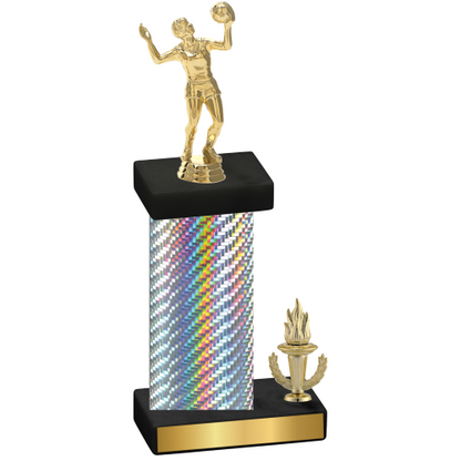 Accented Single Silver Carbon Fiber Victory Volleyball Trophy