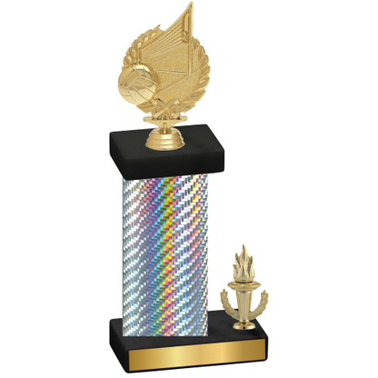 Accented Single Silver Carbon Fiber Victory Volleyball Trophy