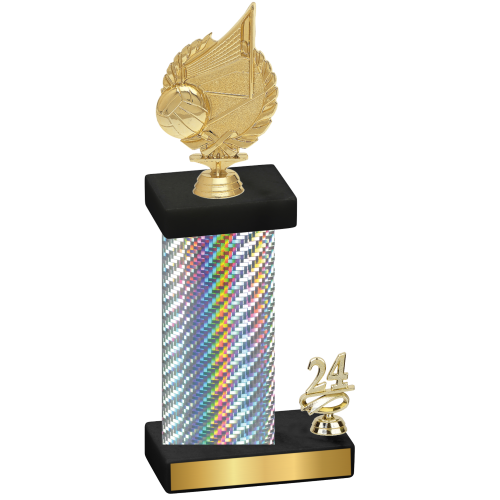 Accented Single Silver Carbon Fiber Year Volleyball Trophy