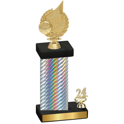 Accented Single Silver Carbon Fiber Year Volleyball Trophy