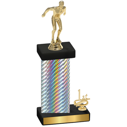 Accented Single Silver Carbon Fiber First Place Swimming Trophy