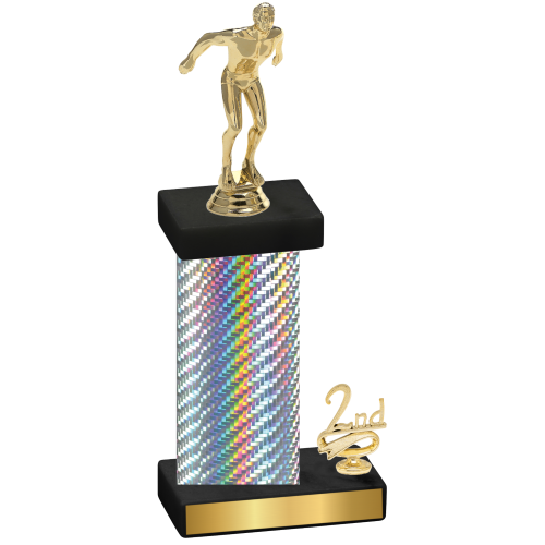 Accented Single Silver Carbon Fiber Second Place Swimming Trophy