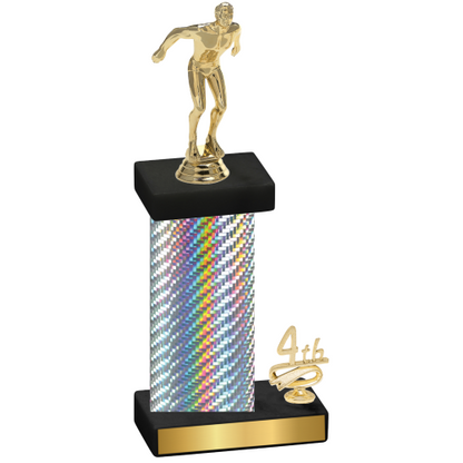 Accented Single Silver Carbon Fiber Fourth Place Swimming Trophy