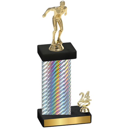 Accented Single Silver Carbon Fiber Year Swimming Trophy