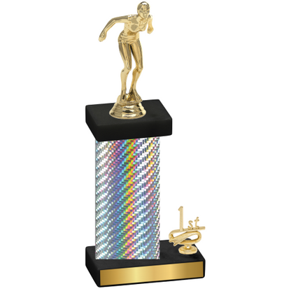 Accented Single Silver Carbon Fiber First Place Tennis Trophy