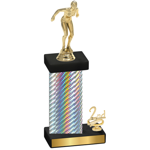 Accented Single Silver Carbon Fiber Second Place Tennis Trophy