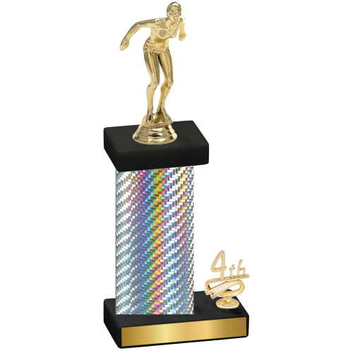 Accented Single Silver Carbon Fiber Fourth Place Tennis Trophy