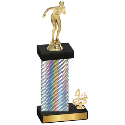 Accented Single Silver Carbon Fiber Fourth Place Tennis Trophy