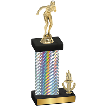 Accented Single Silver Carbon Fiber Victory Tennis Trophy