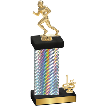 Accented Single Silver Carbon Fiber First Place Football Trophy