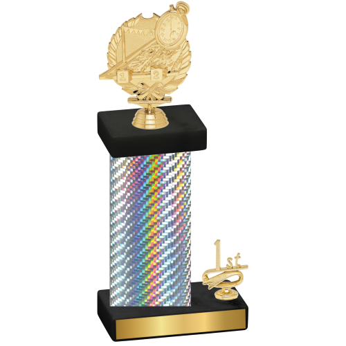 Accented Single Silver Carbon Fiber First Place Swimming Trophy