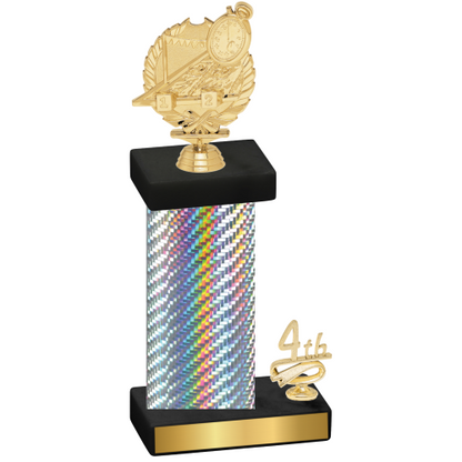 Accented Single Silver Carbon Fiber Fourth Place Swimming Trophy