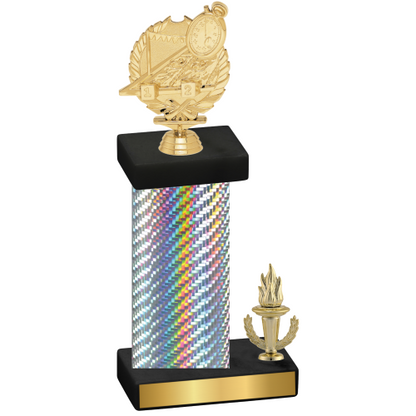 Accented Single Silver Carbon Fiber Victory Swimming Trophy