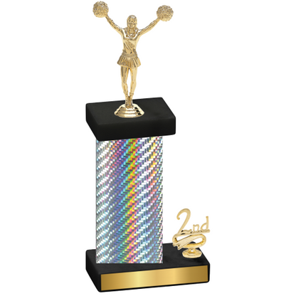 Accented Single Silver Carbon Fiber Second Place Cheerleading Trophy
