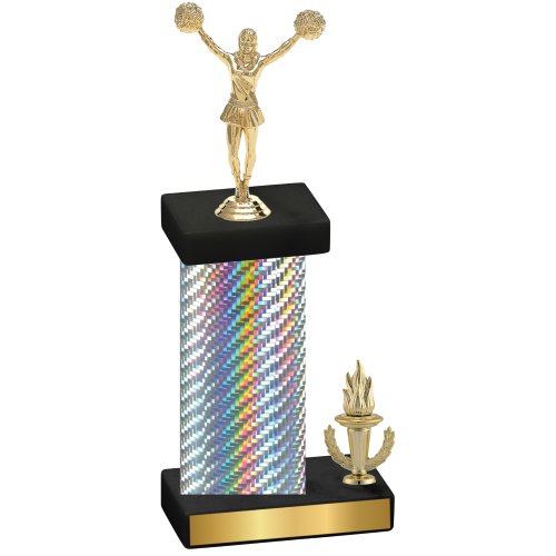 Accented Single Silver Carbon Fiber Victory Cheerleading Trophy