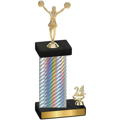 Accented Single Silver Carbon Fiber Year Cheerleading Trophy