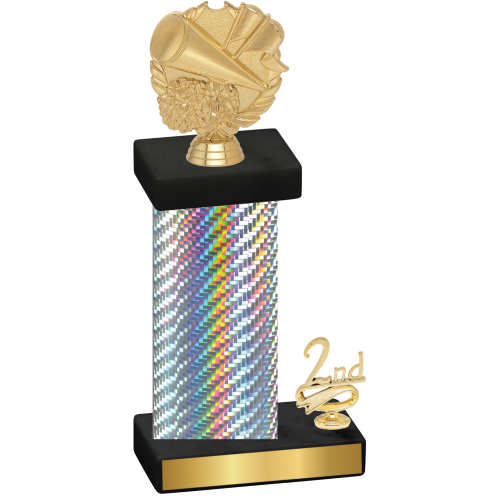 Accented Single Silver Carbon Fiber Second Place Cheerleading Trophy