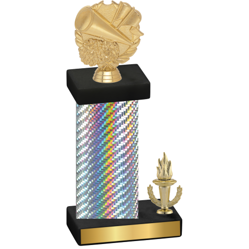 Accented Single Silver Carbon Fiber Victory Cheerleading Trophy