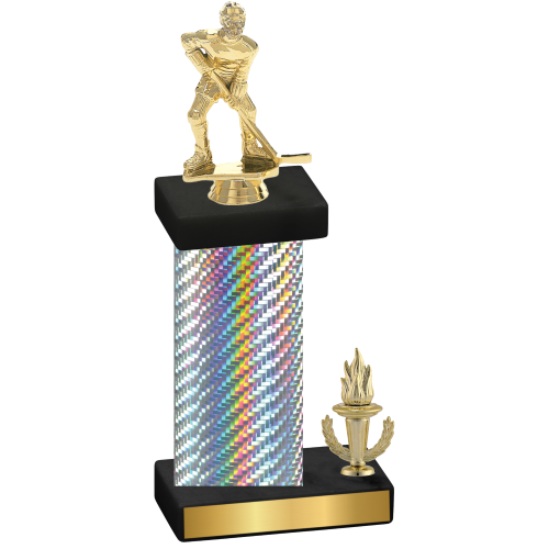 Accented Single Silver Carbon Fiber Victory Hockey Trophy