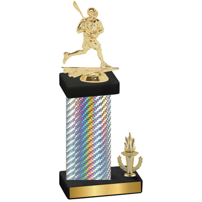 Accented Single Silver Carbon Fiber Victory Lacrosse Trophy